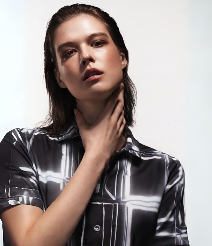 Black White Grid Tech-Inspired Shirt “Cyber Grid” - UHEL155678